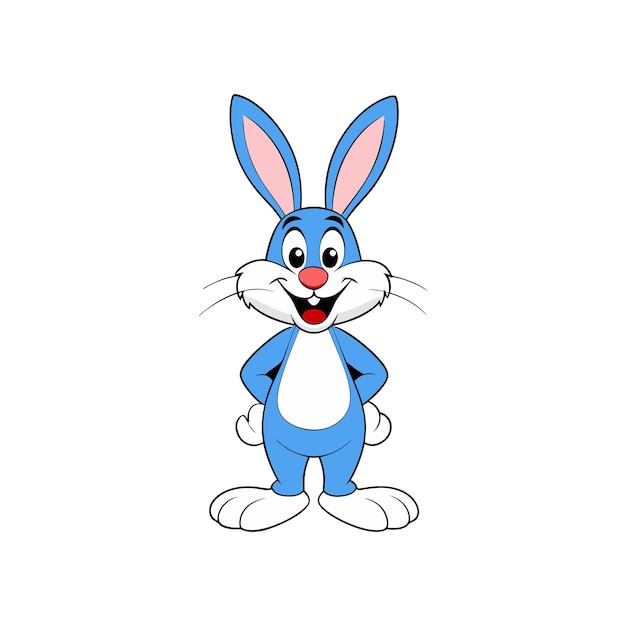 Un hermoso conejo de dibujos animados con fondo blanco