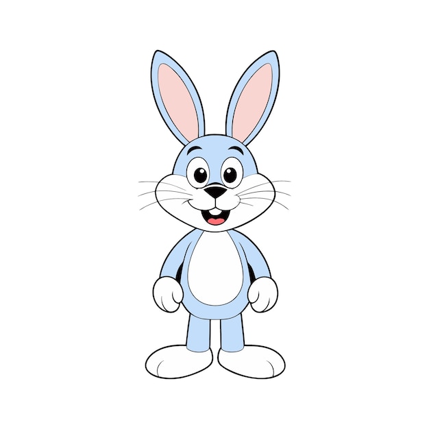 Un hermoso conejo de dibujos animados con fondo blanco