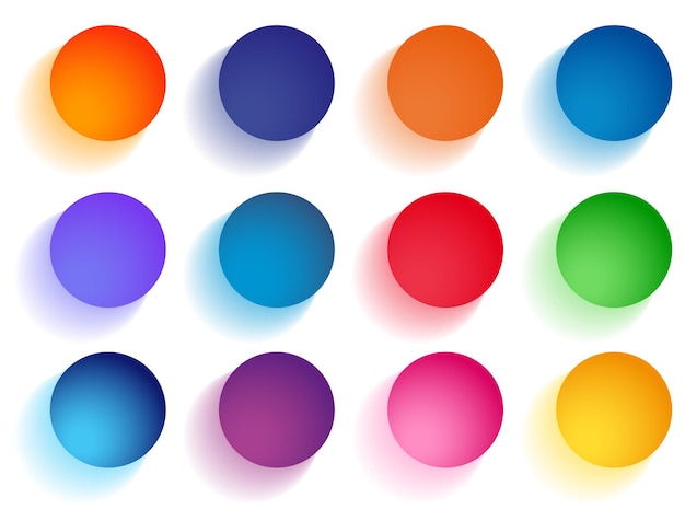 Hermoso conjunto de círculos coloridos de nueve