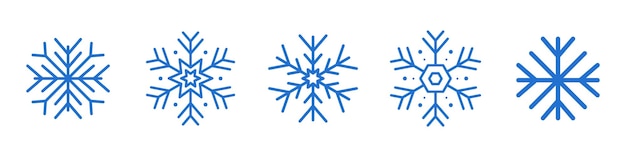El hermoso conjunto de ilustraciones vectoriales de copos de nieve de invierno