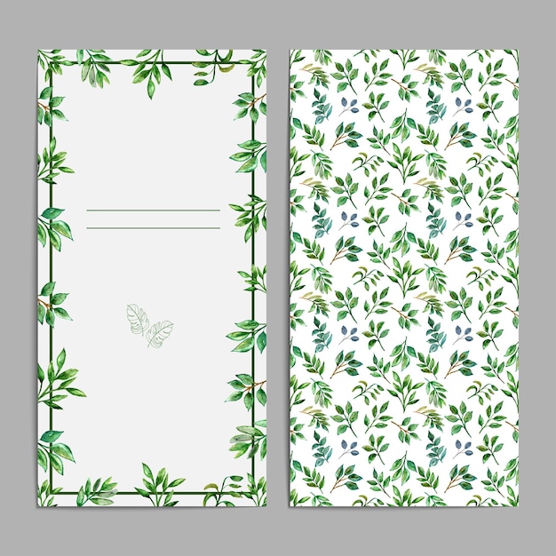 Vector hermoso conjunto de plantillas de invitación de fondo de tarjeta de boda de hojas de acuarela