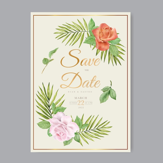 Vector hermoso conjunto de tarjetas de invitación de boda floral floreciente