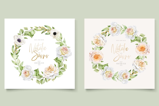 hermoso conjunto de tarjetas de invitación de boda rosas dibujadas a mano