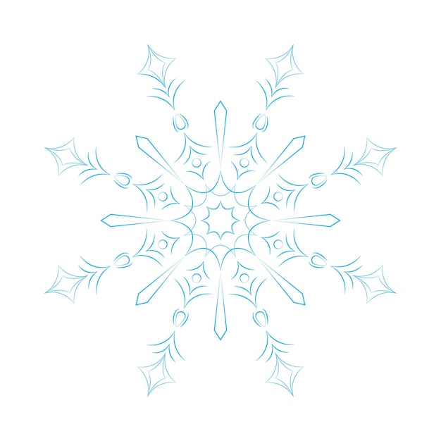 Hermoso copo de nieve para el diseño de invierno de Navidad. Adorno de año nuevo. Ilustración de vector de línea plana
