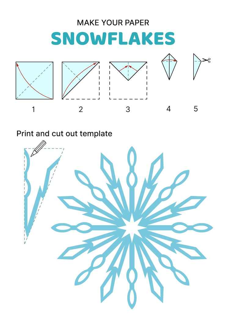 Vector hermoso copo de nieve de papel cómo hacer un copo de nieve de papercraft vector
