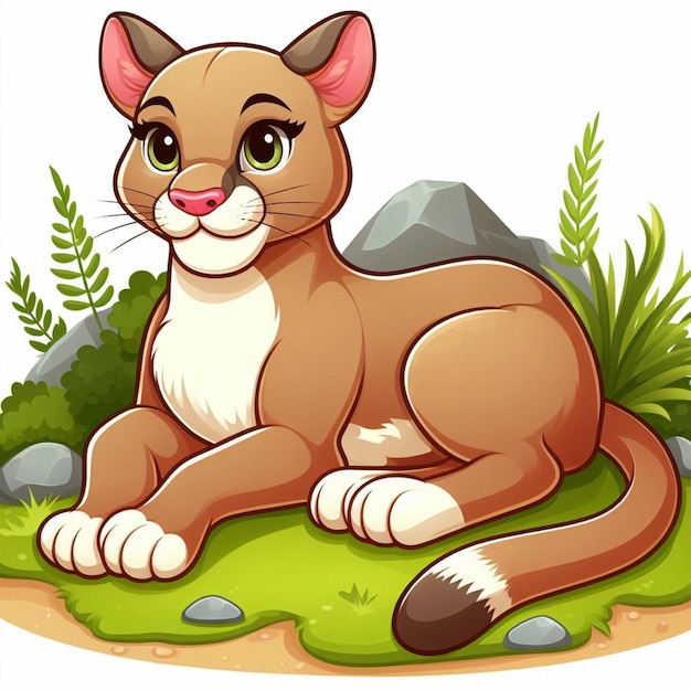 Hermoso cougar vector ilustración de dibujos animados