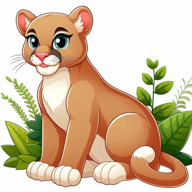 hermoso Cougar Vector Ilustración de dibujos animados