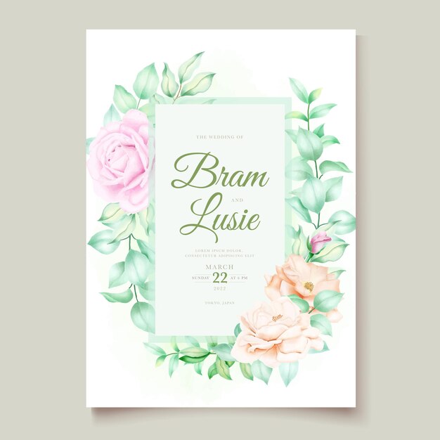 hermoso dibujo a mano invitación de boda diseño floral