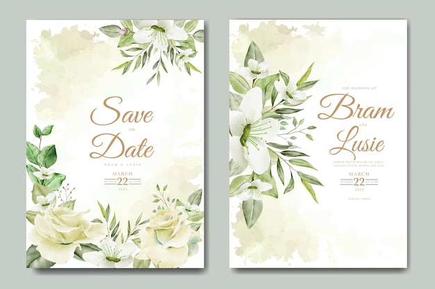 Hermoso dibujo a mano invitación de boda diseño floral