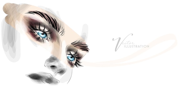 Vector hermoso dibujo de sombras brillantes de maquillaje de ojos