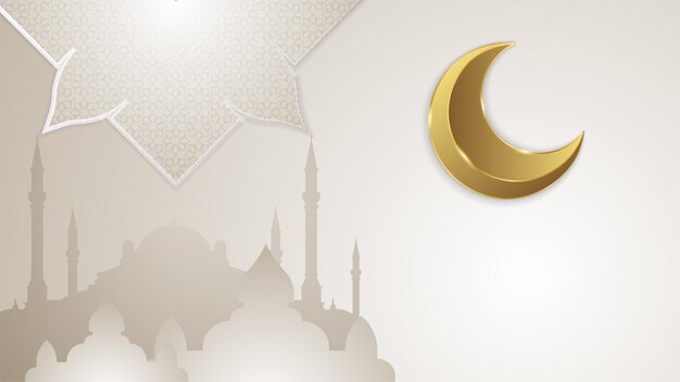 Hermoso diseño de banner blanco y dorado de ramadan kareem Fondo de Ramadan Kareem 3D realista Luna de oro azul y fondo de elementos islámicos de lujo abstracto