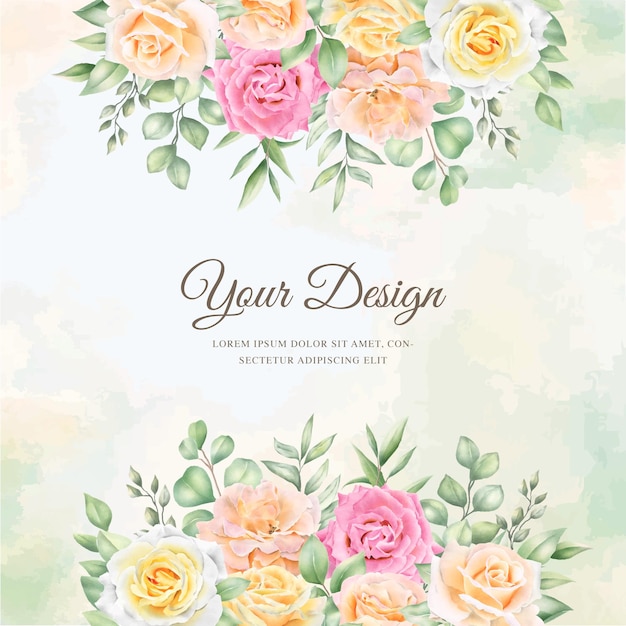 hermoso diseño de borde y marco de rosas florales dibujadas a mano