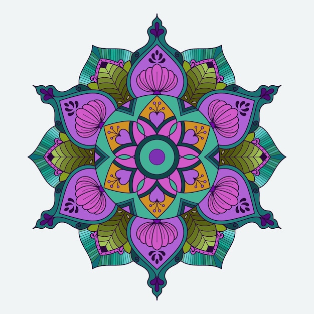 Vector hermoso diseño floral colorido mandala vector