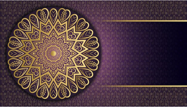 Hermoso diseño de fondo de mandala ornamental floral. Tarjeta de felicitación vintage de oro ornamental de lujo