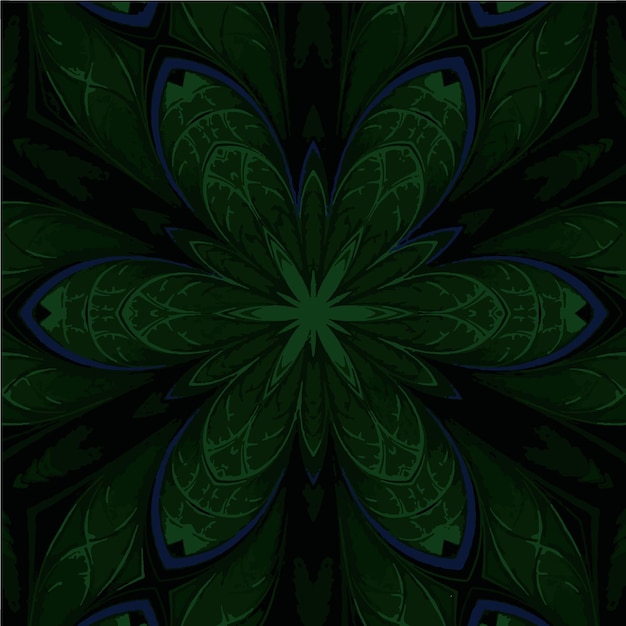 Vector hermoso diseño de fondo de pantalla de caleidoscopio floral abstracto verde