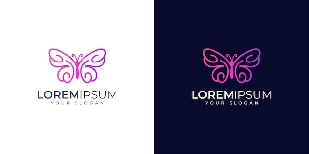 Hermoso diseño de inspiración de logotipo de mariposa