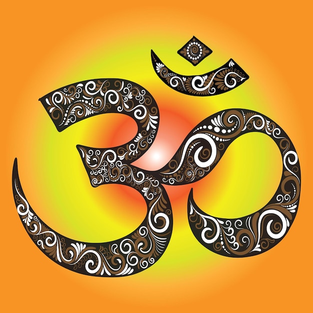 Hermoso diseño de kolka en meditación aum om indio