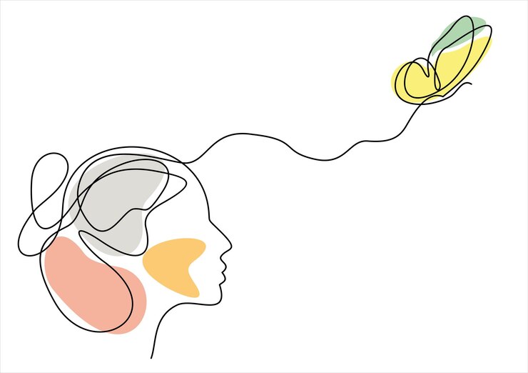 Hermoso diseño de logotipo vectorial de mujer en un estilo de arte de línea minimalista simple