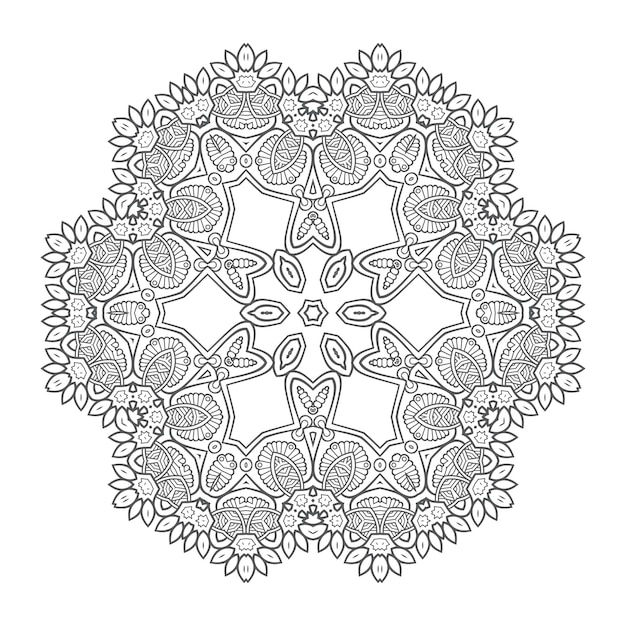 Hermoso diseño de mandala de arte lineal
