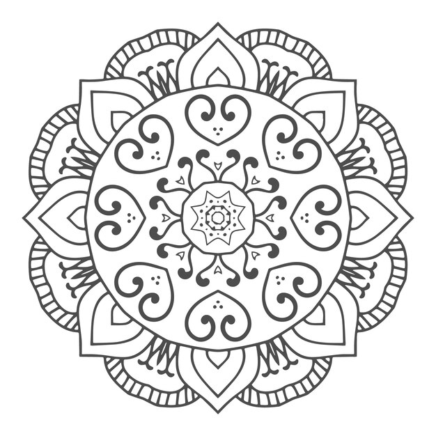 Hermoso diseño de mandala de arte lineal