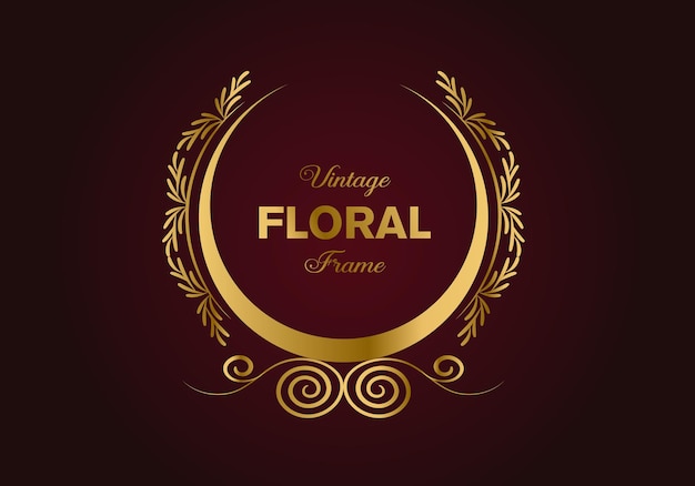 Hermoso diseño de marco elegante floral dorado circular. ilustracion libre.