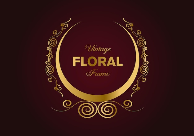 Hermoso diseño de marco elegante floral dorado circular. ilustracion libre.