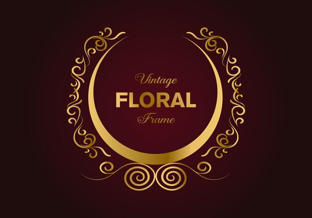 Hermoso diseño de marco elegante floral dorado circular. ilustracion libre.