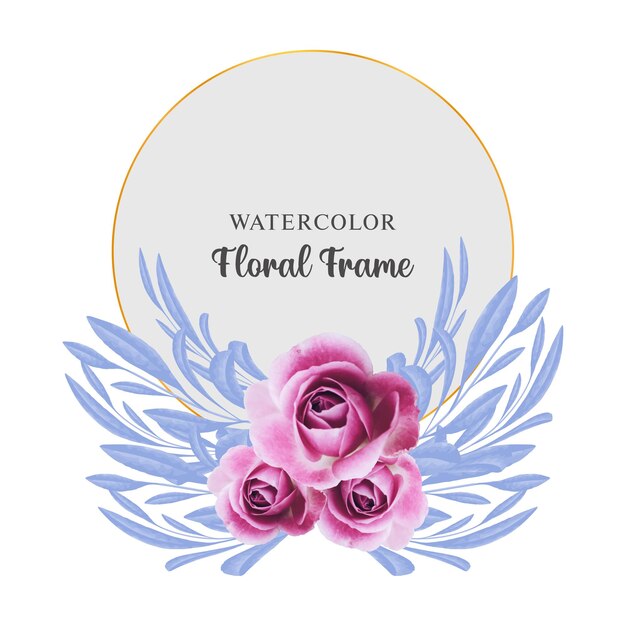 Hermoso diseño de marco floral acuarela