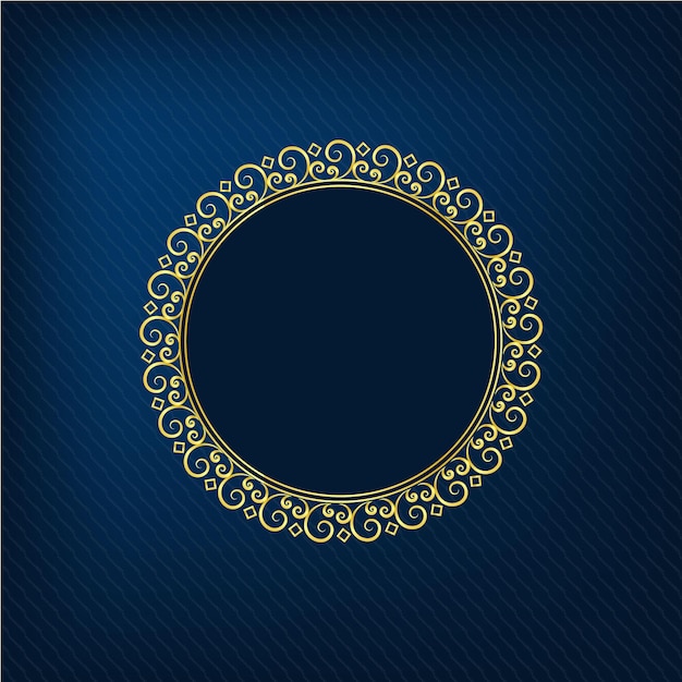 Hermoso diseño de marco floral dorado circular premium Vector
