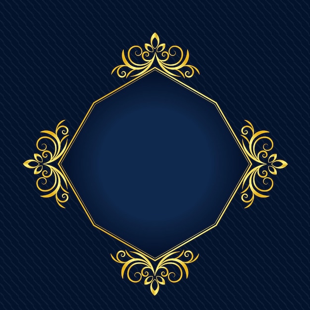 Hermoso diseño de marco floral dorado circular premium Vector