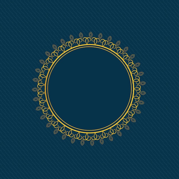 Hermoso diseño de marco floral dorado circular premium Vector