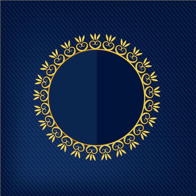 Hermoso diseño de marco floral dorado circular premium Vector