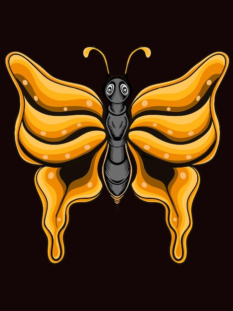 Vector hermoso diseño de mariposa con vector editable de color amarillo a dorado