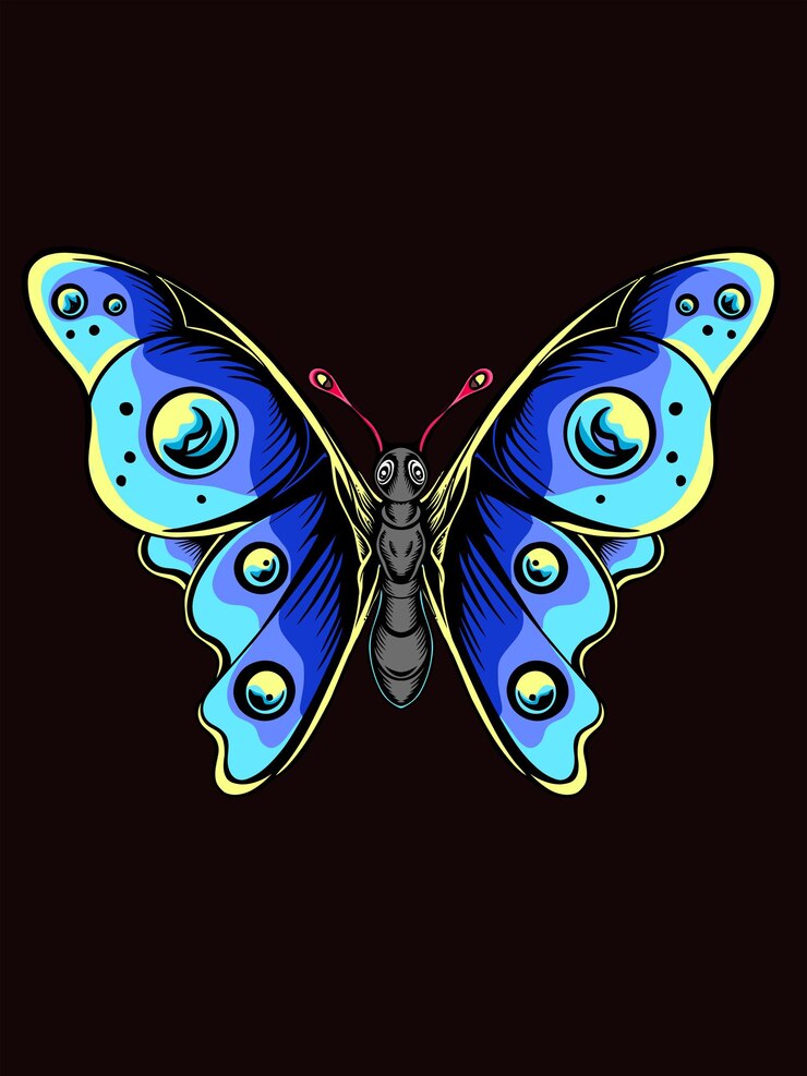 hermoso diseño de mariposa vectorial con colores que se pueden editar como se desee