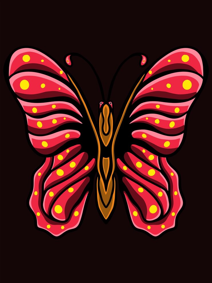 hermoso diseño de mariposa vectorial con colores que se pueden editar como se desee