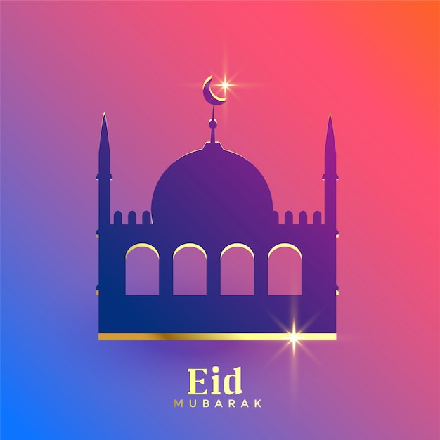 Vector hermoso diseño de mezquita eid mubarak