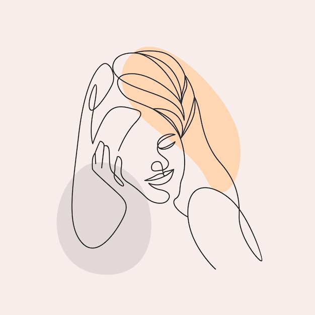 Vector hermoso diseño de mujer con un estilo de arte lineal femenino.