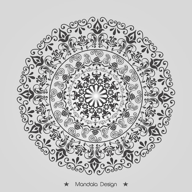 El hermoso diseño de página de Mandala dibujado a mano Vector Premium de Ilustración en blanco y negro