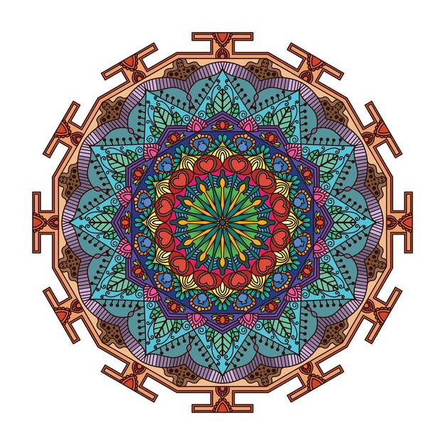 Hermoso diseño de patrón de mandala colorido