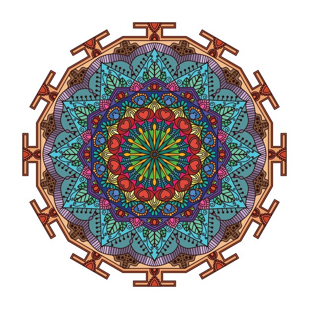 Hermoso diseño de patrón de mandala colorido