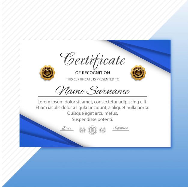 Hermoso diseño de plantilla de certificado