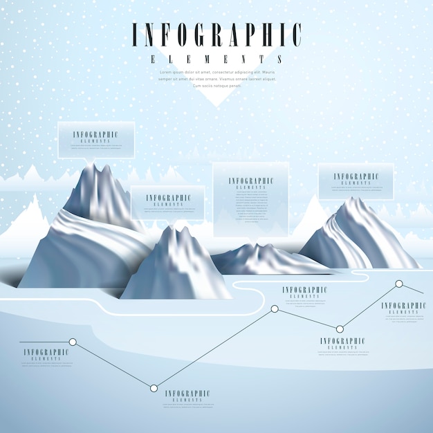 Hermoso diseño de plantilla de infografía con paisaje polar