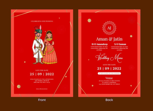 Hermoso diseño de plantilla de tarjeta de invitación de boda india