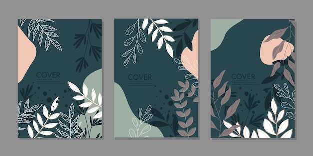 Hermoso diseño de portada de libro con patrón floralfondo botánico dibujado a manoTamaño A4 Para cuaderno