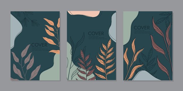 Hermoso diseño de portada de libro con patrón floralfondo botánico dibujado a manoTamaño A4 Para cuaderno