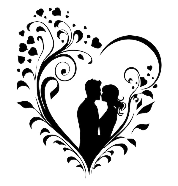 Un hermoso diseño de silueta vectorial en blanco y negro