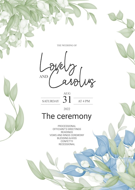 Vector hermoso diseño de tarjeta floral de invitación de boda