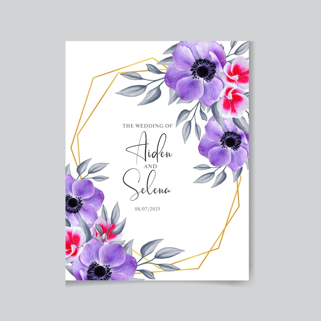 Hermoso diseño de tarjeta de invitación de boda de acuarela