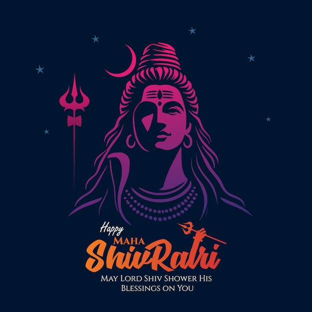 hermoso diseño de tarjetas de deseos felices de Maha Shivratri