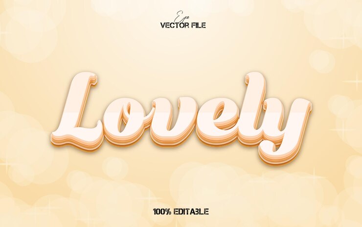 El hermoso efecto de texto Eps Vector 3D